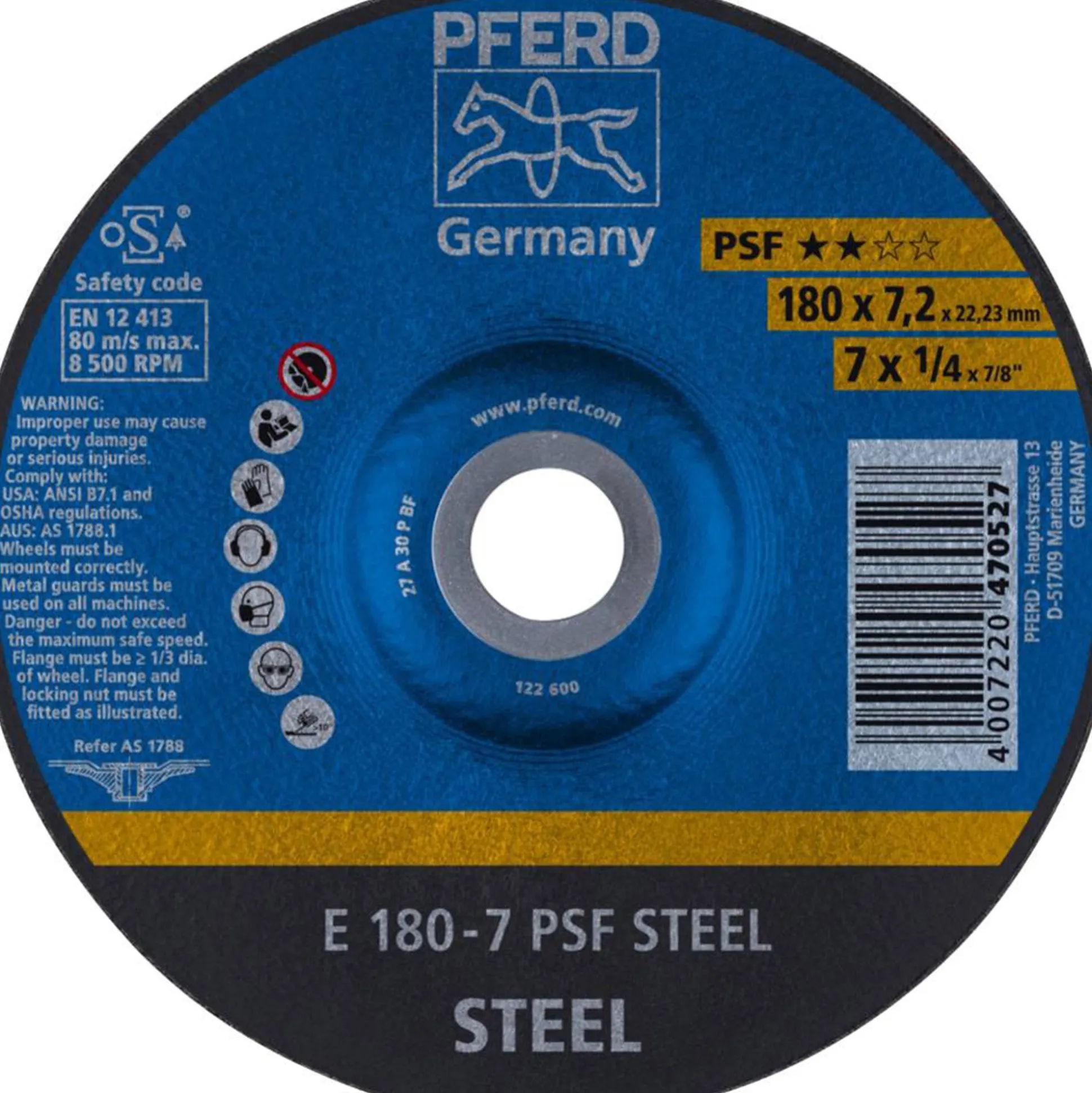 Afbraamschijf E180-7 PSF staal Pferd