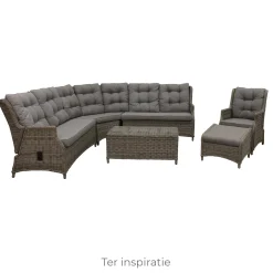 Bank hoek rond Aprano willow grey met kussens