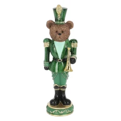 Beeld beer trompet groen 33 cm