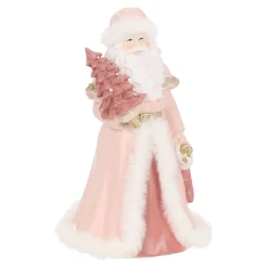 Beeld kerstman roze 23 cm
