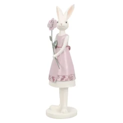 Beeld konijn roze 26cm