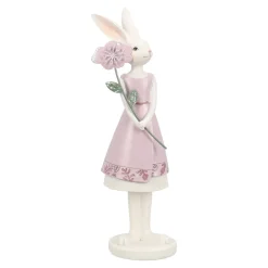 Beeld konijn roze 26cm