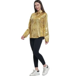 Blouse glitter goud vrouw S
