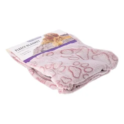Deken hond poot 70x100cm oud roze