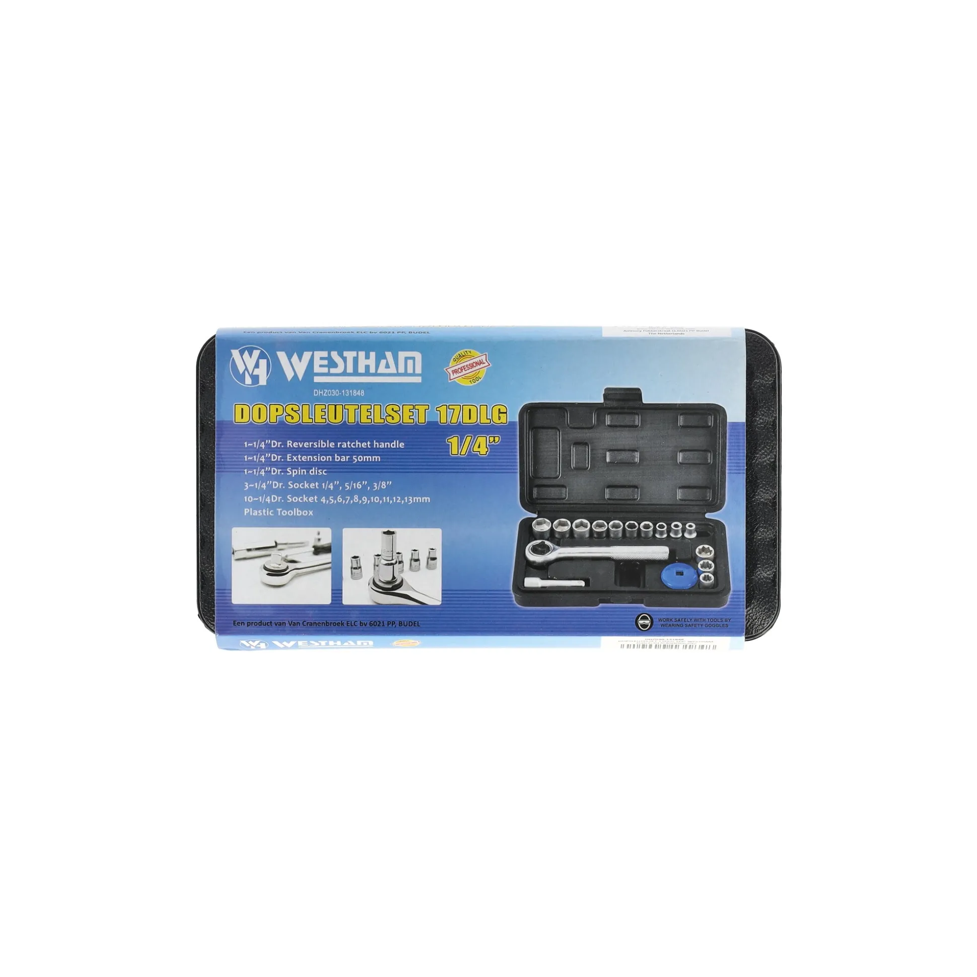 Dopsleutelset 17-delig 1/4" Westham