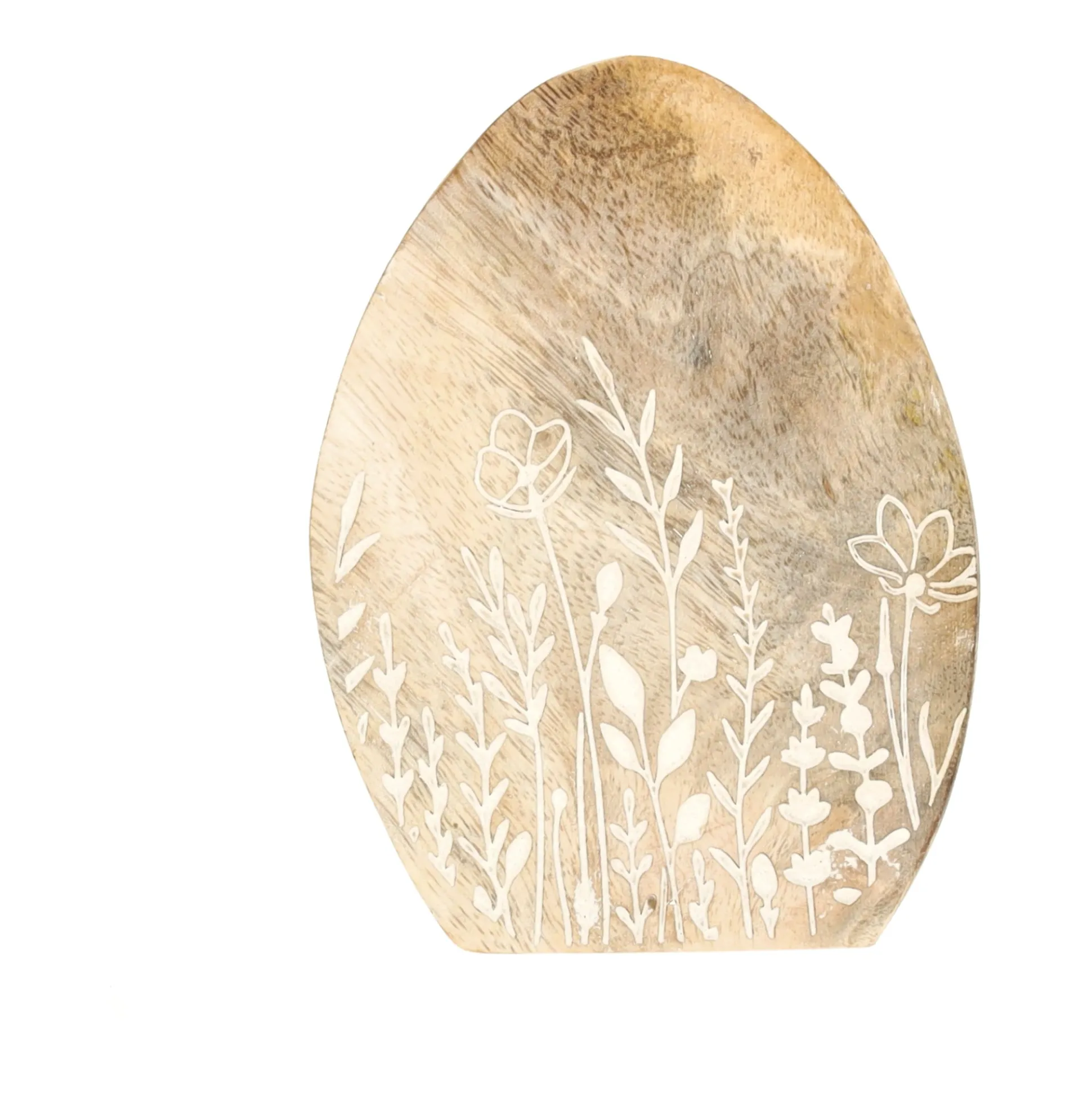 Ei staand bloem hout 12 cm