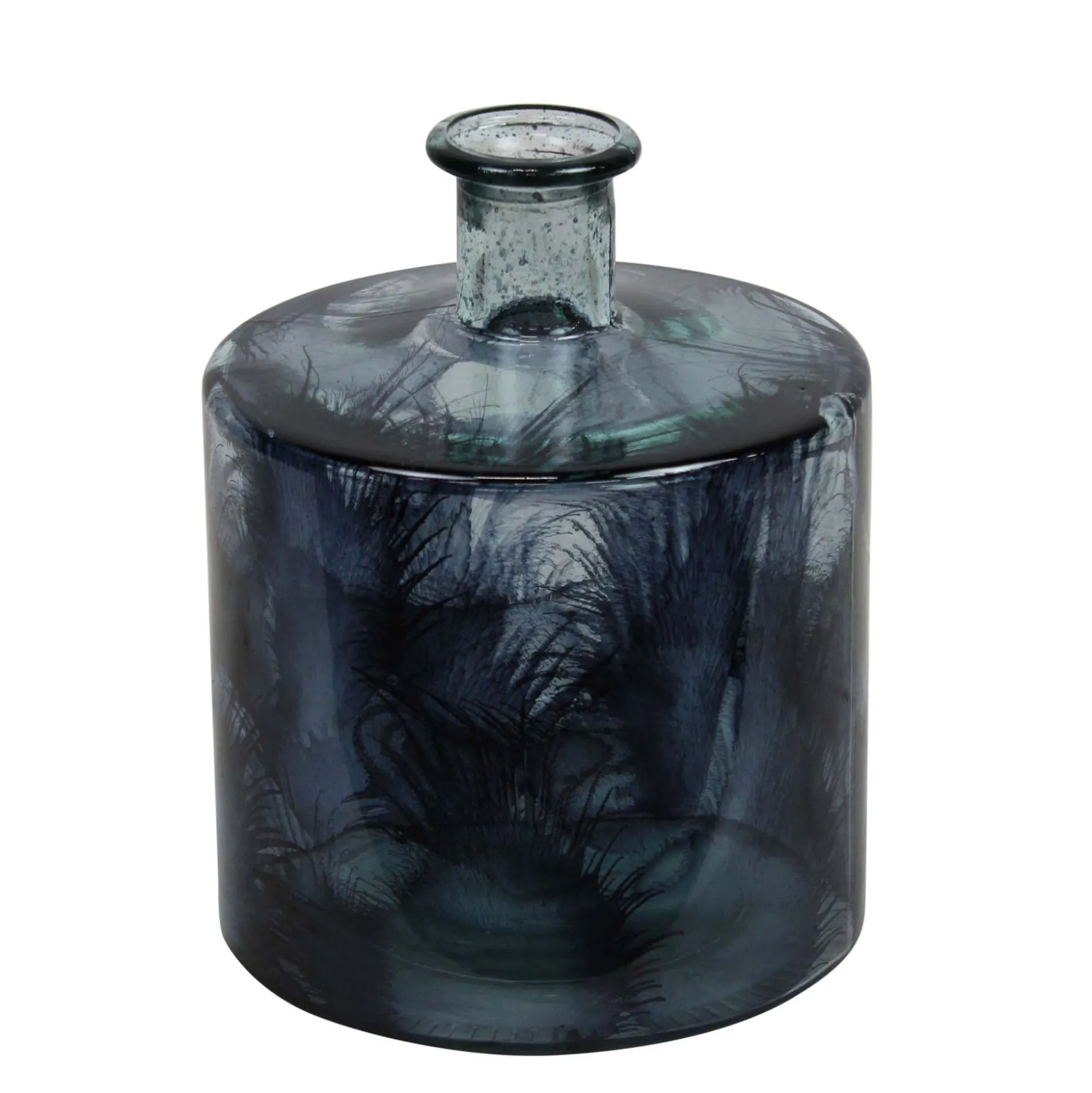 Fles glas recycle blauw 20 x 20 x 26 cm