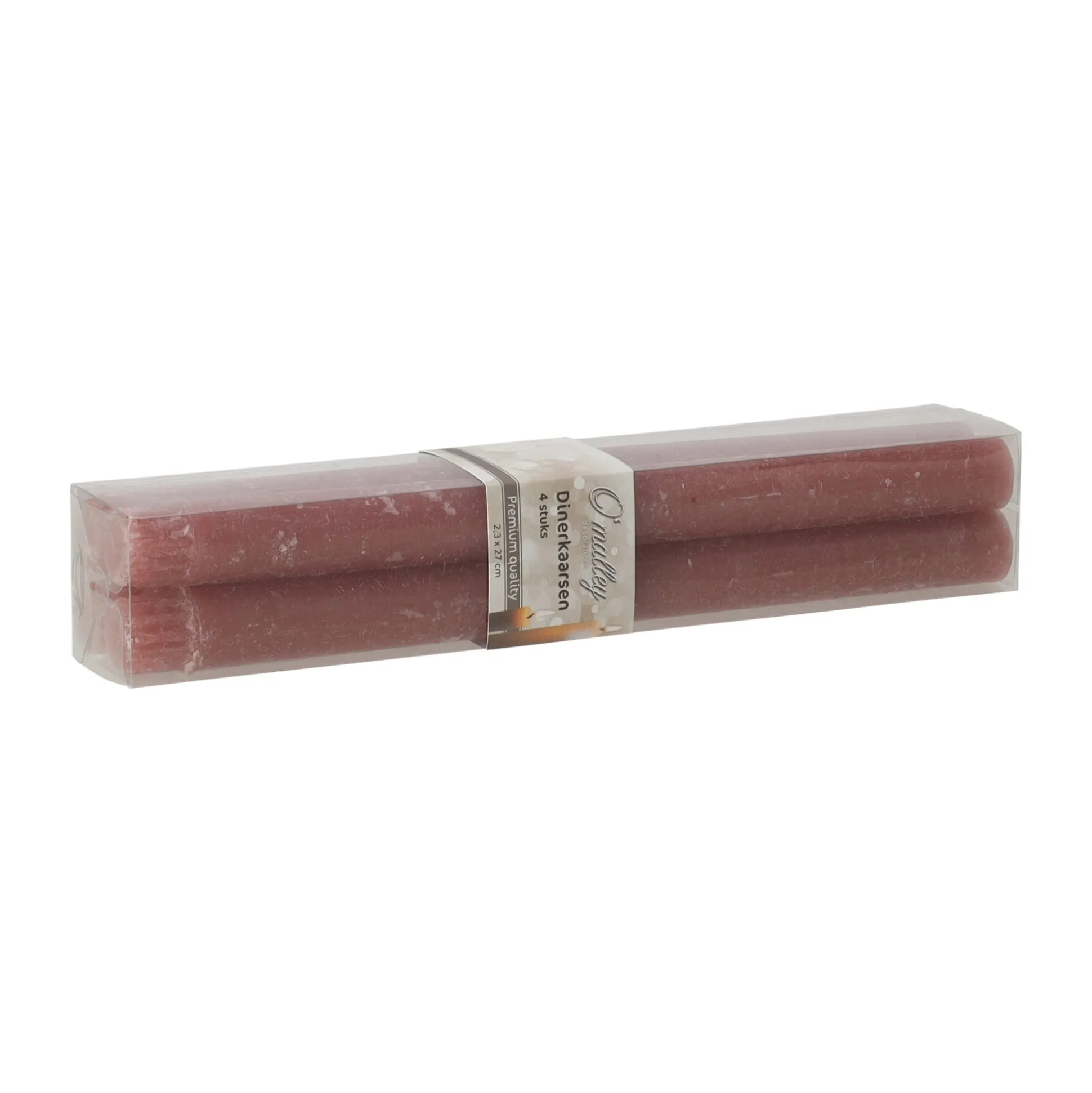 Kaars diner rustiek oud roze 4st