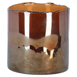 Kaarshouder glas bruin 12 cm