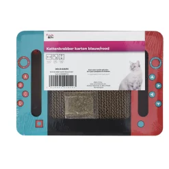 Kattenkrabber karton blauw/rood