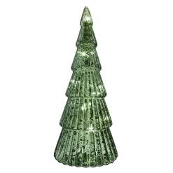 Kerstboom groen glas 21 cm met LED-lampjes