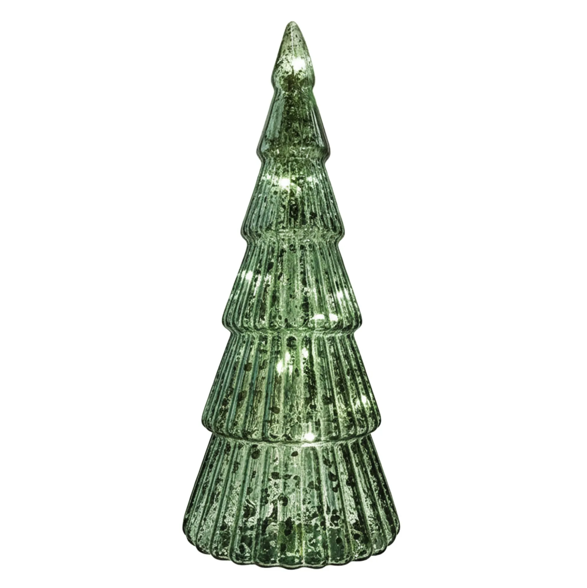 Kerstboom groen glas 21 cm met LED-lampjes