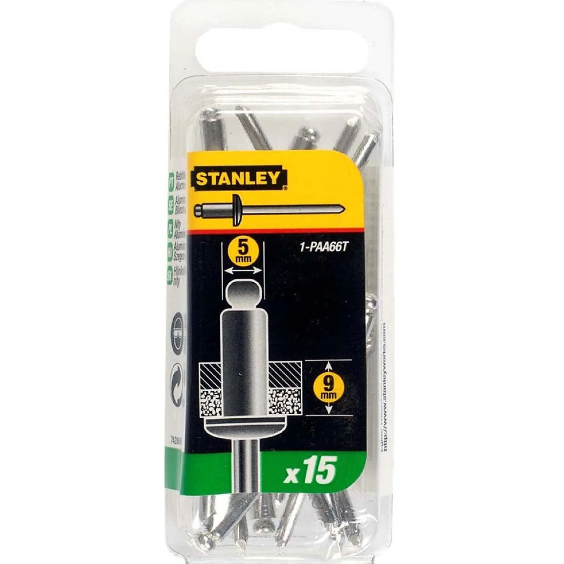 Popnagels 5 x 9 mm 1-PAA66T Stanley