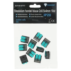 Steekklem hendel blauw 2x0.5x4mm 10st