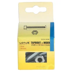 Tapbout met moer M8 x 50 mm 4st. Lotus
