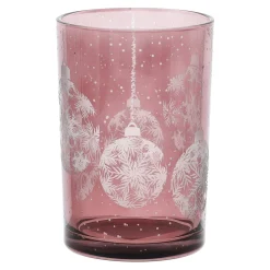 Theelichthouder glas kerstbal 12 x 18 cm