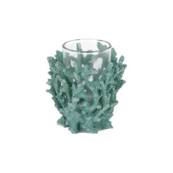Theelichthouder koraal 8 cm blauw