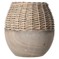 Vaas riet met paulownia grijs 29 x 28 cm