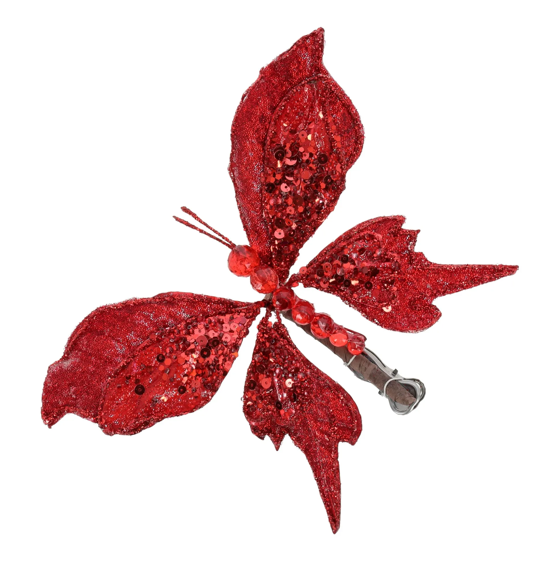 Vlinder 17cm winter lux rood
