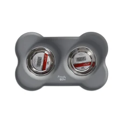 Voerbak duo RVS + mat 2x200ml