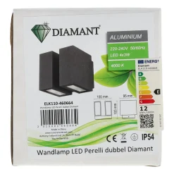 Wandlamp LED Perelli dubbel Diamant