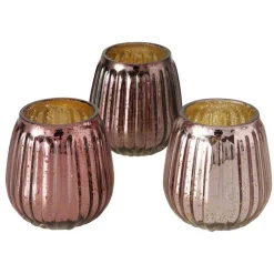 Windlicht Alisa roze 9 cm 3 assorti
